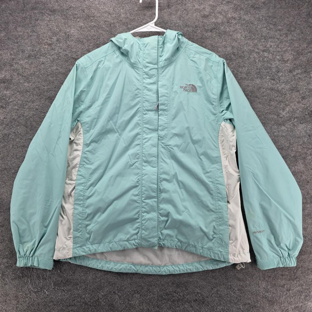The North Face Jacket Womens M Green Hooded Waterproof Lined Pockets HyVent